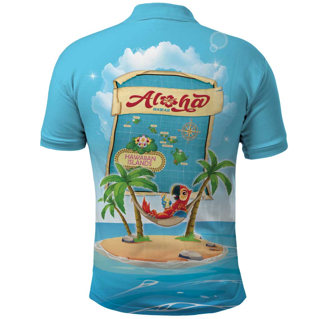 Aloha Hawaii Polo Shirt Funny Macaw Parrot Tropical Vibe