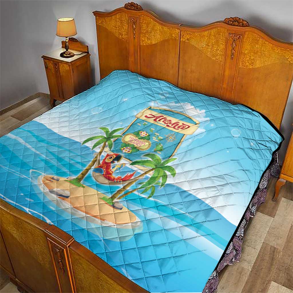 Aloha Hawaii Quilt Funny Macaw Parrot Tropical Vibe