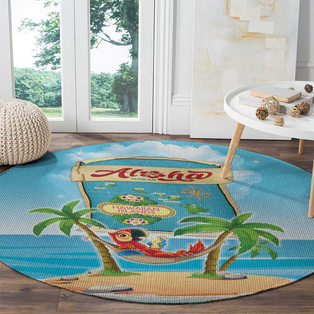 Aloha Hawaii Round Carpet Funny Macaw Parrot Tropical Vibe LT05 - Polynesian Pride