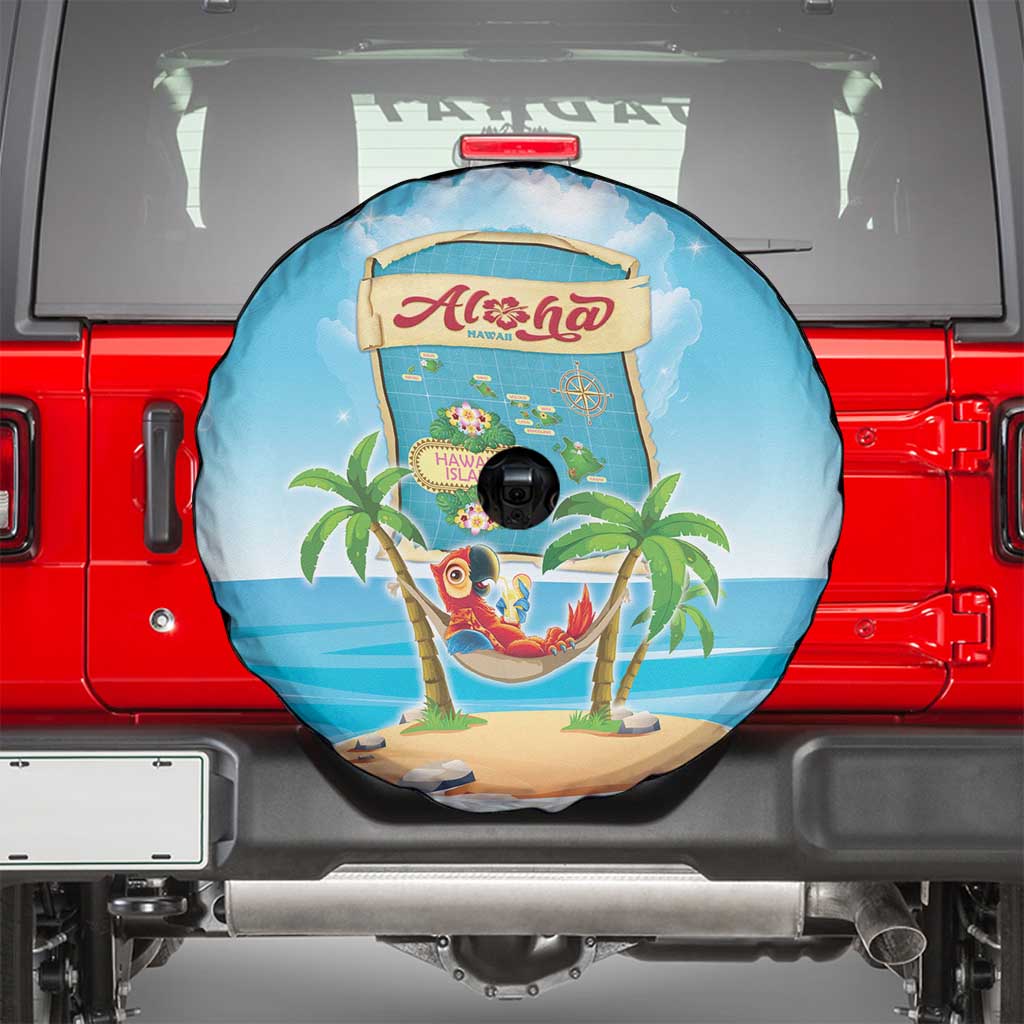 Aloha Hawaii Spare Tire Cover Funny Macaw Parrot Tropical Vibe LT05 - Polynesian Pride