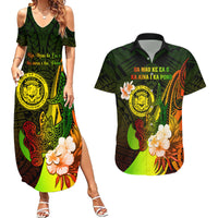 Personalised Hawaii State Motto Couples Matching Summer Maxi Dress and Hawaiian Shirt Hawaiian Tribal Reggae Hammerhead Shark LT05 Reggae - Polynesian Pride