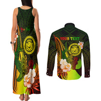 Personalised Hawaii State Motto Couples Matching Tank Maxi Dress and Long Sleeve Button Shirt Hawaiian Tribal Reggae Hammerhead Shark LT05 - Polynesian Pride