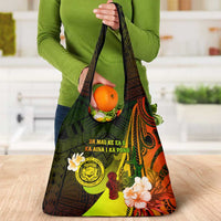 Hawaii State Motto Grocery Bag Hawaiian Tribal Reggae Hammerhead Shark