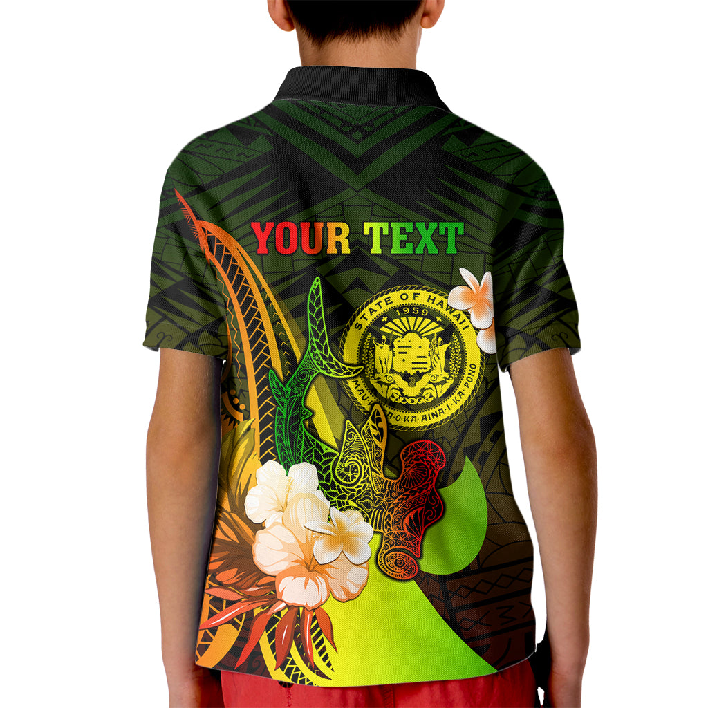 Personalised Hawaii State Motto Kid Polo Shirt Hawaiian Tribal Reggae Hammerhead Shark LT05 - Polynesian Pride