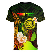 Personalised Hawaii State Motto Women V Neck T Shirt Hawaiian Tribal Reggae Hammerhead Shark LT05 - Polynesian Pride
