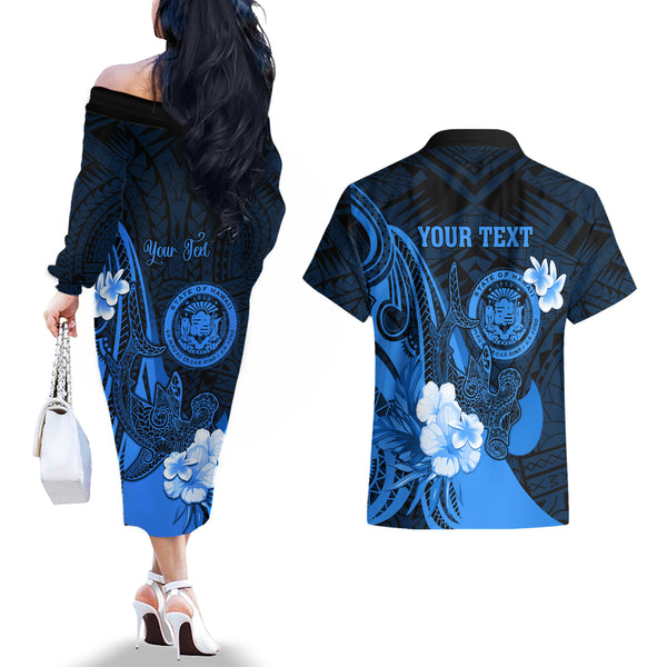 Hawaii Polynesian Off The Shoulder Long Sleeve Dress Warrior symbol TS04 main image 1