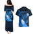 Personalised Hawaii State Motto Couples Matching Puletasi and Hawaiian Shirt Hawaiian Tribal Blue Hammerhead Shark LT05 - Polynesian Pride