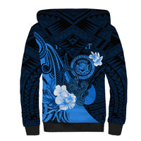 Personalised Hawaii State Motto Sherpa Hoodie Hawaiian Tribal Blue Hammerhead Shark LT05 - Polynesian Pride