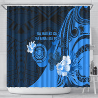 Hawaii State Motto Shower Curtain Hawaiian Tribal Blue Hammerhead Shark LT05 - Polynesian Pride