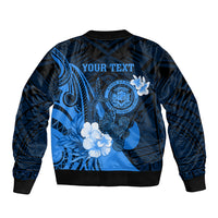 Personalised Hawaii State Motto Sleeve Zip Bomber Jacket Hawaiian Tribal Blue Hammerhead Shark LT05 - Polynesian Pride