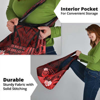 Hawaii State Motto Grocery Bag Hawaiian Tribal Red Hammerhead Shark