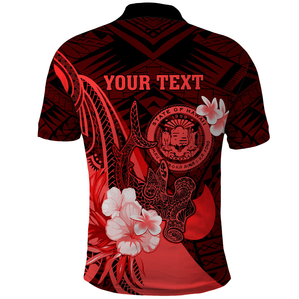 Personalised Hawaii State Motto Polo Shirt Hawaiian Tribal Red Hammerhead Shark LT05 - Polynesian Pride