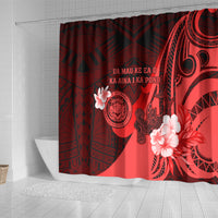 Hawaii State Motto Shower Curtain Hawaiian Tribal Red Hammerhead Shark LT05 - Polynesian Pride