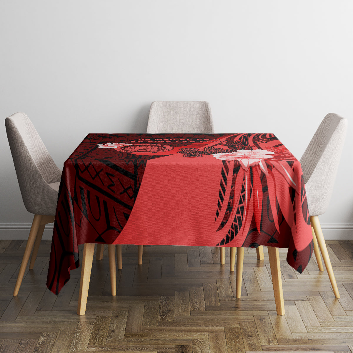 Hawaii State Motto Tablecloth Hawaiian Tribal Red Hammerhead Shark LT05 - Polynesian Pride