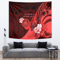 Hawaii State Motto Tapestry Hawaiian Tribal Red Hammerhead Shark LT05 - Polynesian Pride