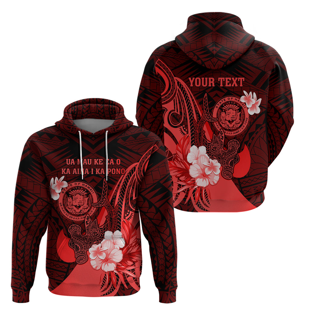 Personalised Hawaii State Motto Zip Hoodie Hawaiian Tribal Red Hammerhead Shark LT05 - Polynesian Pride