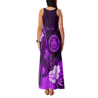 Personalised Hawaii State Motto Family Matching Tank Maxi Dress and Hawaiian Shirt Hawaiian Tribal Purple Hammerhead Shark LT05 - Polynesian Pride