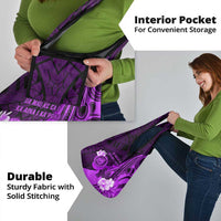 Hawaii State Motto Grocery Bag Hawaiian Tribal Purple Hammerhead Shark