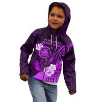 Personalised Hawaii State Motto Kid Hoodie Hawaiian Tribal Purple Hammerhead Shark LT05 - Polynesian Pride