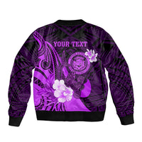 Personalised Hawaii State Motto Sleeve Zip Bomber Jacket Hawaiian Tribal Purple Hammerhead Shark LT05 - Polynesian Pride