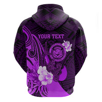 Personalised Hawaii State Motto Zip Hoodie Hawaiian Tribal Purple Hammerhead Shark LT05 - Polynesian Pride