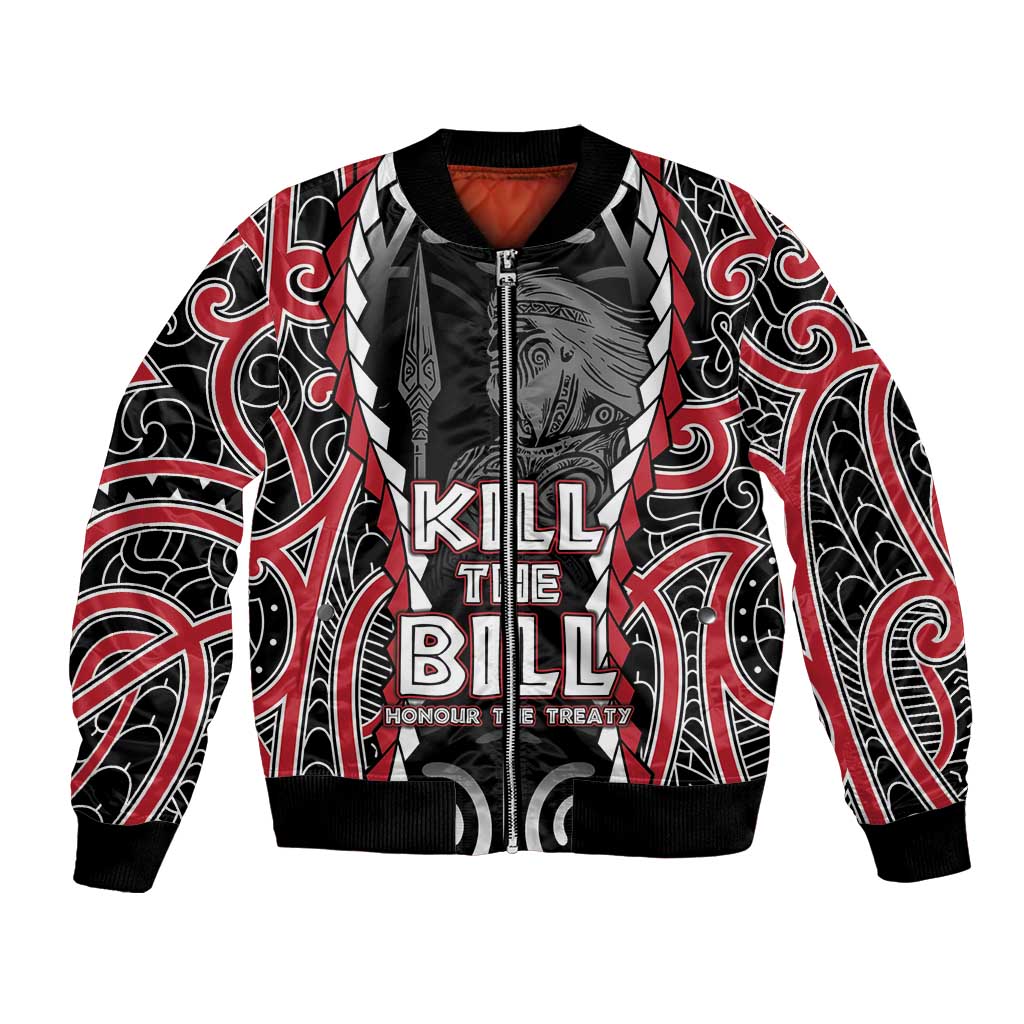 Aotearoa Waitangi Day Bomber Jacket Maori Warrior Tribal Tattoo LT05 Unisex Black - Polynesian Pride