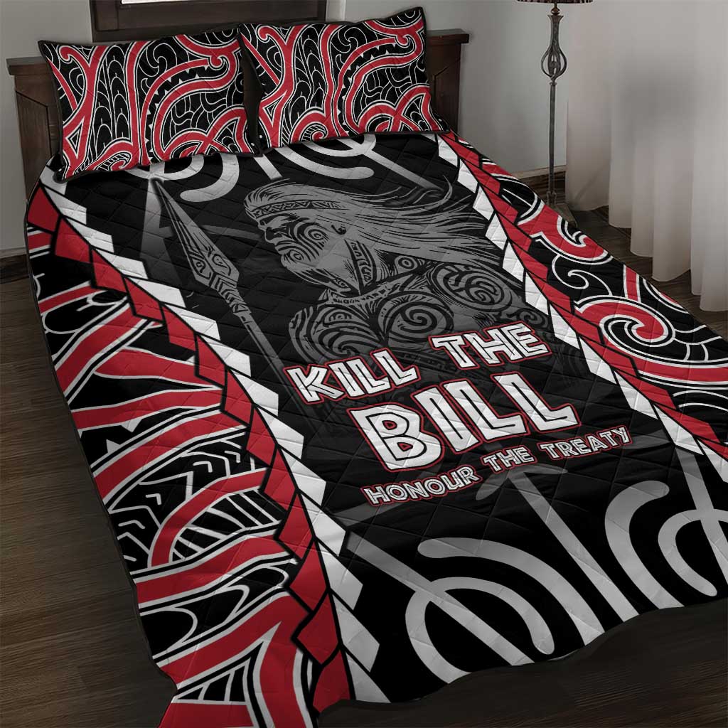 Aotearoa Waitangi Day Quilt Bed Set Maori Warrior Tribal Tattoo LT05 Black - Polynesian Pride