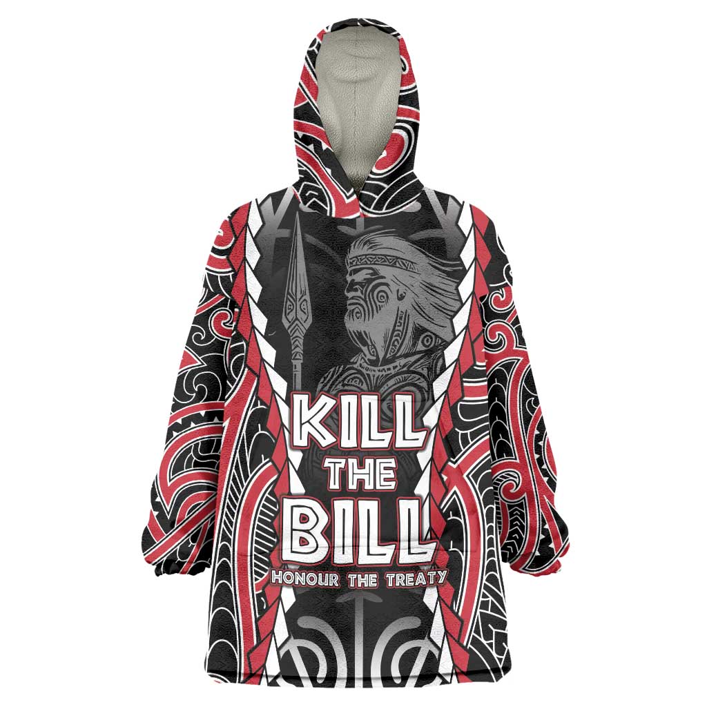 Aotearoa Waitangi Day Wearable Blanket Hoodie Maori Warrior Tribal Tattoo LT05 One Size Black - Polynesian Pride