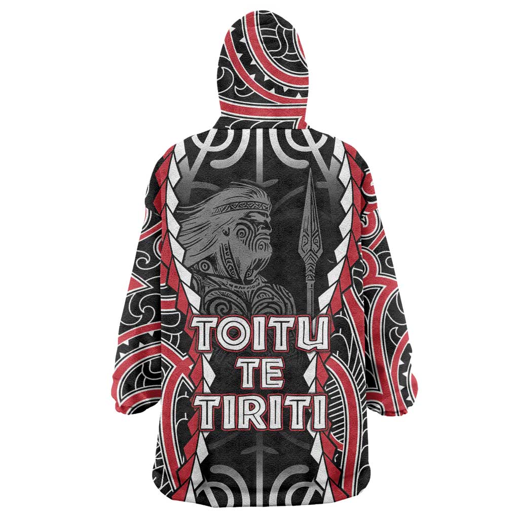 Aotearoa Waitangi Day Wearable Blanket Hoodie Maori Warrior Tribal Tattoo