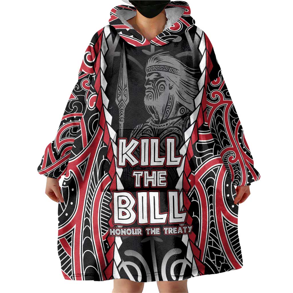 Aotearoa Waitangi Day Wearable Blanket Hoodie Maori Warrior Tribal Tattoo