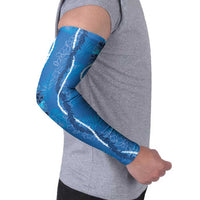 Hawaii Maile Lei Arm Sleeves With Blue Monstera Pattern LT05 - Polynesian Pride