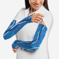 Hawaii Maile Lei Arm Sleeves With Blue Monstera Pattern LT05 - Polynesian Pride