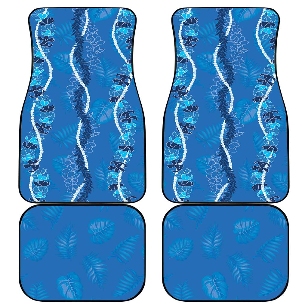 Hawaii Maile Lei Car Mats With Blue Monstera Pattern