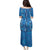 Hawaii Maile Lei Family Matching Puletasi and Hawaiian Shirt With Blue Monstera Pattern