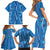 Hawaii Maile Lei Family Matching Short Sleeve Bodycon Dress and Hawaiian Shirt With Blue Monstera Pattern