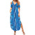 Hawaii Maile Lei Family Matching Summer Maxi Dress and Hawaiian Shirt With Blue Monstera Pattern