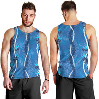 Hawaii Maile Lei Men Tank Top With Blue Monstera Pattern