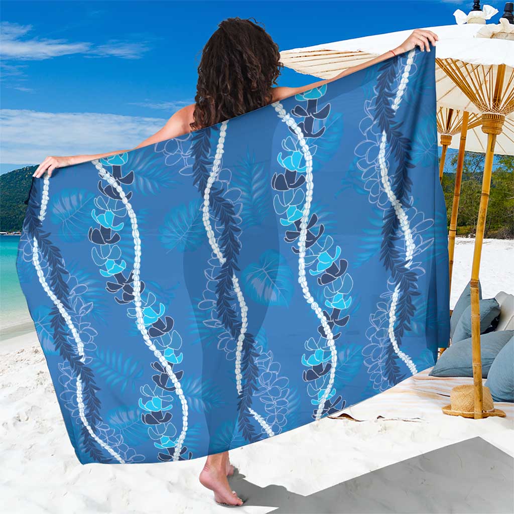 Hawaii Maile Lei Sarong With Blue Monstera Pattern LT05 One Size 44 x 66 inches Blue - Polynesian Pride