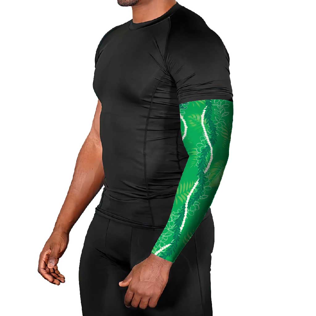 Hawaii Maile Lei Arm Sleeves With Green Monstera Pattern LT05 - Polynesian Pride
