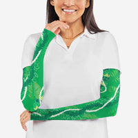 Hawaii Maile Lei Arm Sleeves With Green Monstera Pattern LT05 - Polynesian Pride
