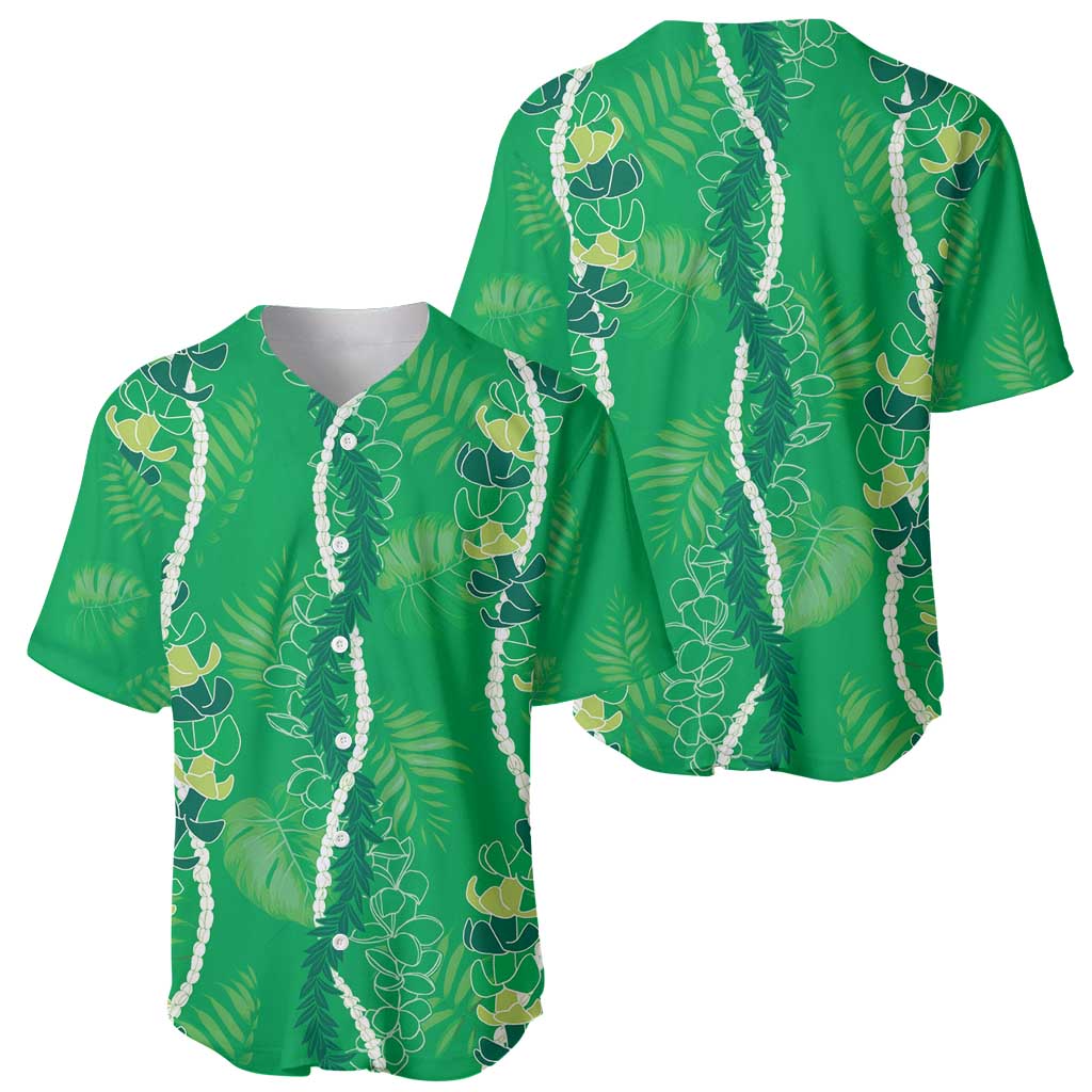 Hawaii Maile Lei Baseball Jersey With Green Monstera Pattern
