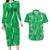 Hawaii Maile Lei Couples Matching Long Sleeve Bodycon Dress and Hawaiian Shirt With Green Monstera Pattern