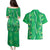 Hawaii Maile Lei Couples Matching Puletasi and Hawaiian Shirt With Green Monstera Pattern