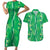 Hawaii Maile Lei Couples Matching Short Sleeve Bodycon Dress and Hawaiian Shirt With Green Monstera Pattern