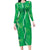 Hawaii Maile Lei Family Matching Long Sleeve Bodycon Dress and Hawaiian Shirt With Green Monstera Pattern