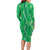 Hawaii Maile Lei Family Matching Long Sleeve Bodycon Dress and Hawaiian Shirt With Green Monstera Pattern