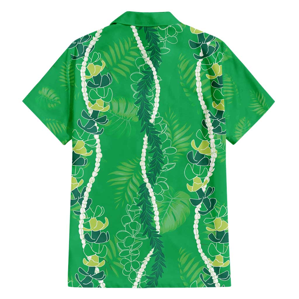 Hawaii Maile Lei Family Matching Puletasi and Hawaiian Shirt With Green Monstera Pattern