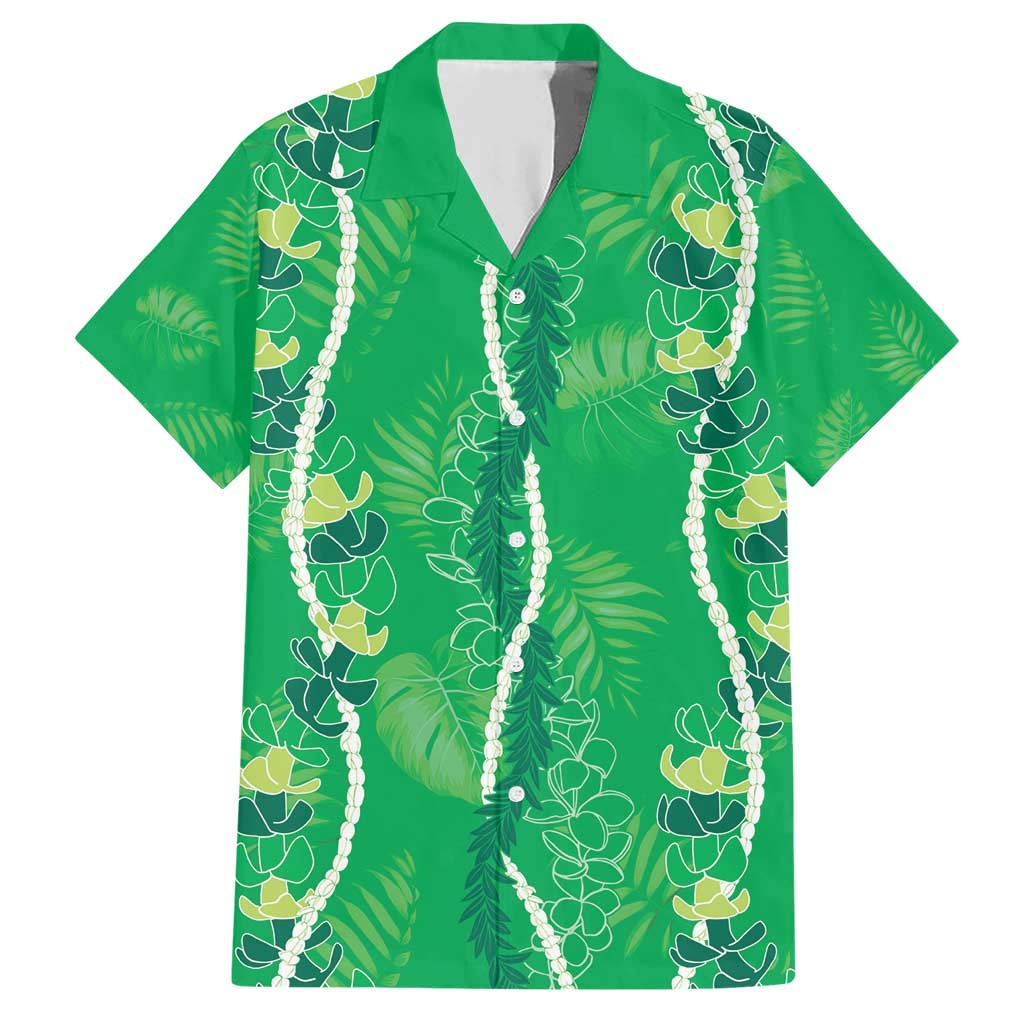 Hawaii Maile Lei Family Matching Short Sleeve Bodycon Dress and Hawaiian Shirt With Green Monstera Pattern LT05 Dad's Shirt - Short Sleeve Green - Polynesian Pride