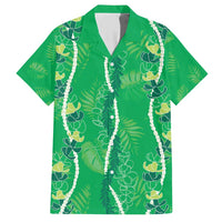 Hawaii Maile Lei Family Matching Short Sleeve Bodycon Dress and Hawaiian Shirt With Green Monstera Pattern LT05 Dad's Shirt - Short Sleeve Green - Polynesian Pride