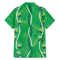 Hawaii Maile Lei Family Matching Short Sleeve Bodycon Dress and Hawaiian Shirt With Green Monstera Pattern LT05 - Polynesian Pride